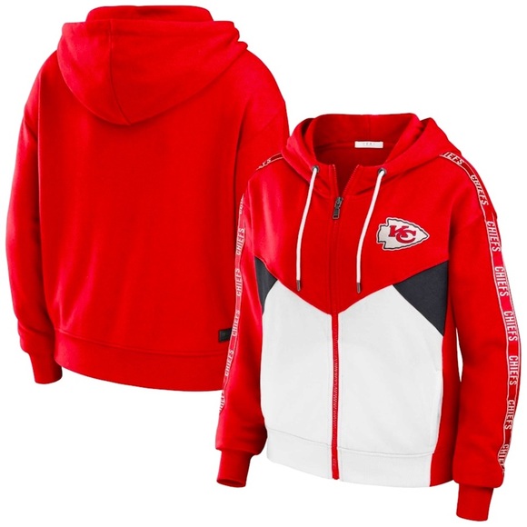 NEW Kansas City Chiefs WEAR by Erin Andrews Light Weight Crop Full-Zip Hoodie - Picture 1 of 3
